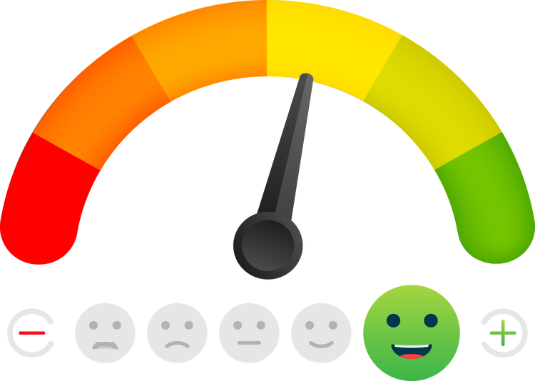 Emotion score on laptop. Business circle. Emotion score.